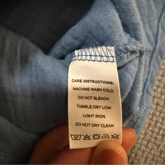 Blue half sleeve or button up sleeve asymmetric hemline top, boho, casual, comfy - Picture 8 of 9